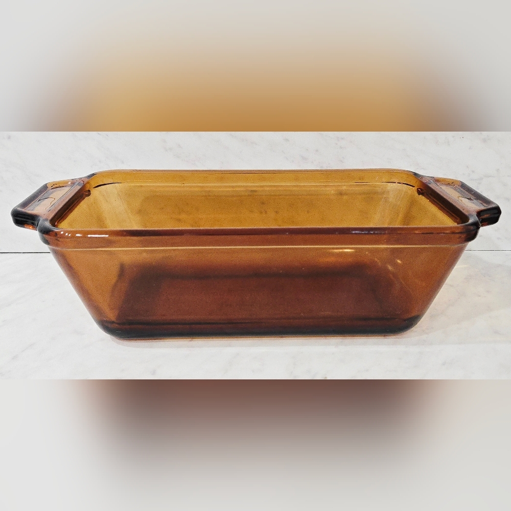 Anchor Hocking Vintage Amber Glass Loaf Baking Dish